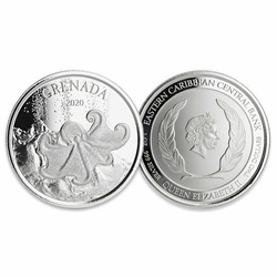 Grenada: Ośmiornica 1 uncja Srebra 2020