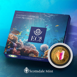 Saint Kitts e Nevis: Conchiglia colorata 1 oncia d'oro 2023 Proof