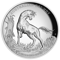 Cavallo selvaggio australiano - Brumby 2 once d'argento 2022 Proof High Relief