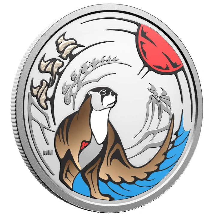 Monedă din argint Canada Clan Animals - Otter colorată 15$ 2026 Proof