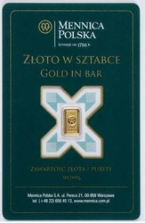 1 gram Zlatá slitka Polská mincovna