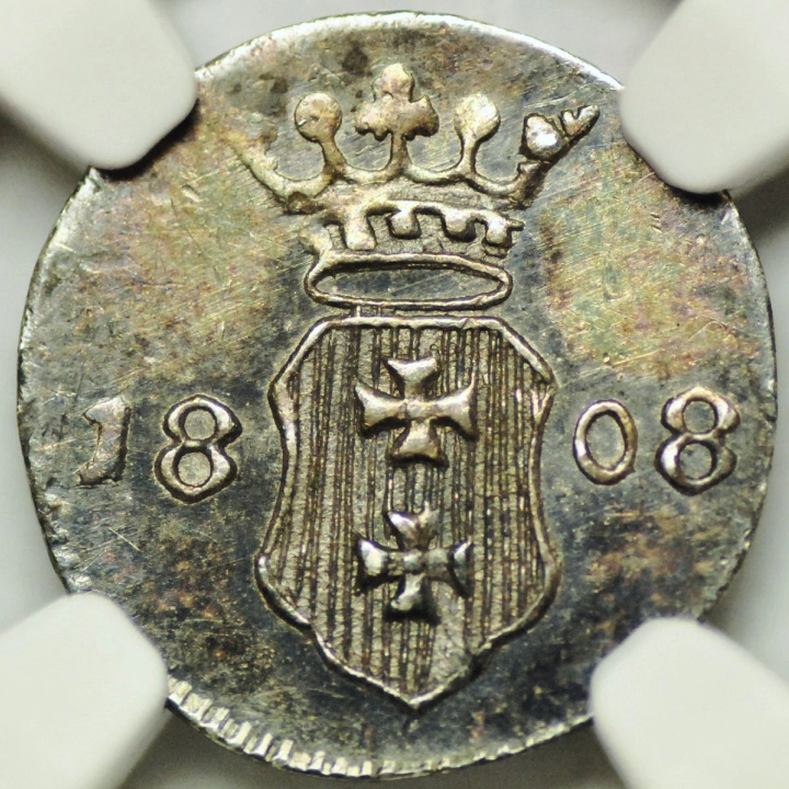 Orașul Liber Gdańsk Șeląg din Gdańsk Argint 1808-M NGC MS62