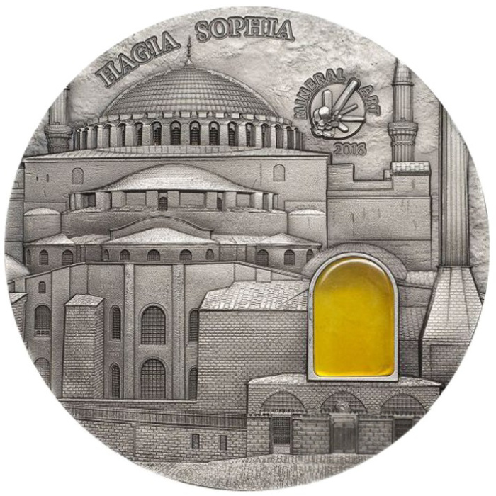 Palau: Mineral Art - Hagia Sophia 2 oz Plata 2016 Antiqued Coin