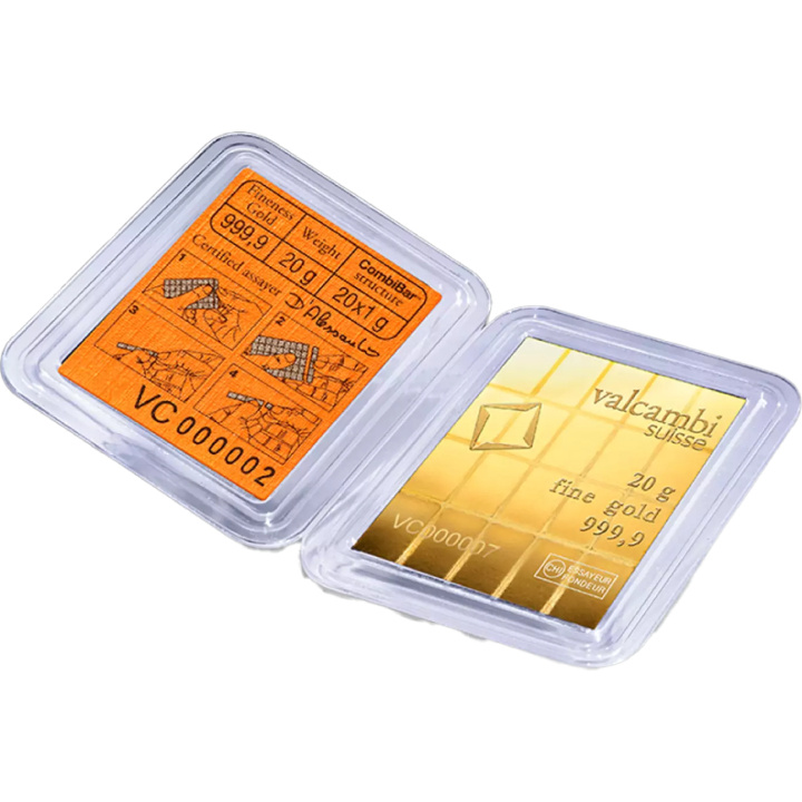 Valcambi 20 x 1 gram Gold Bar CombiBar LBMA GD Refiner