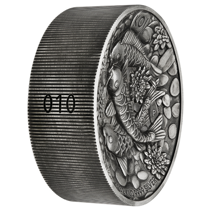 Koi Fish 2000 gramów Srebra 2023 High Relief Antiqued Coin