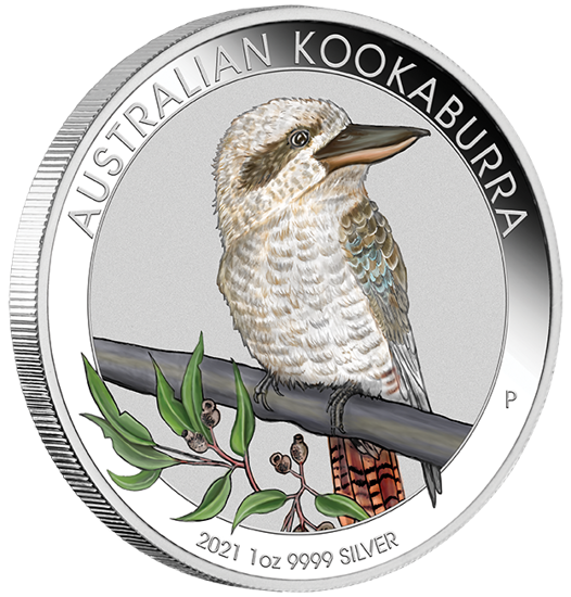 World Money Fair Berlin 2021: Kookaburra 1 uncja Srebra 2021 Kolorowany