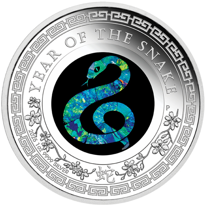 Perth Mint: Lunar III - Anno del Serpente 1 oncia d'argento 2025 Proof Opal