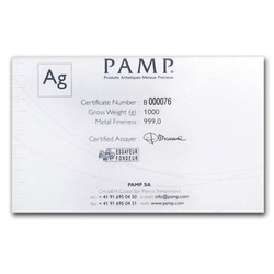 1000 gram Bar Silver PAMP Fortuna