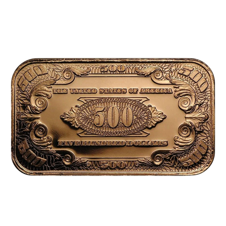 1 oz Copper Bar - $500 US William McKinley Banknote