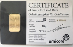 10 grammes Lingot d'or
