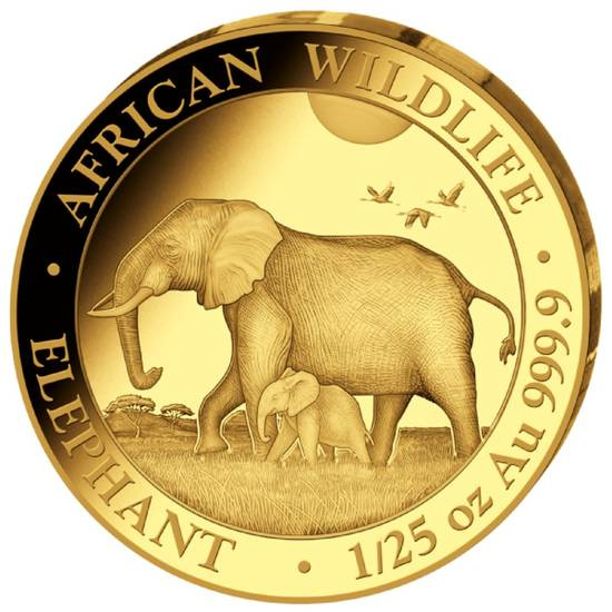 African Wildlife: Somalia Elephant 1/25 oz Gold 2022