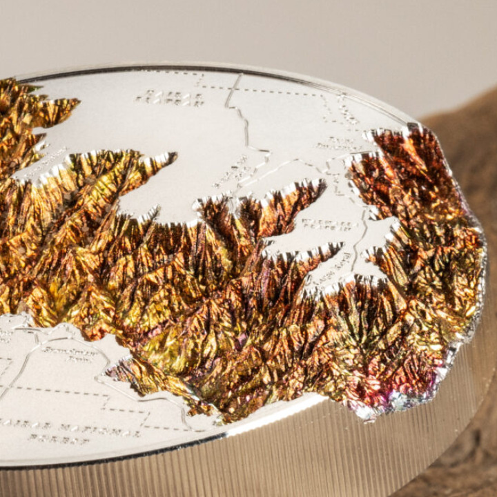 Cook Islands: Topography - Grand Canyon kolorowany 5 uncji Srebra 2023 Proof Ultra High Relief