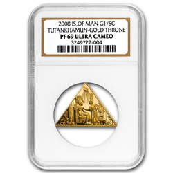 Isola di Man: Tutankhamun - Gold Throne 1/5 oncia d'oro 2008 NGC PF69 Ultra Cameo