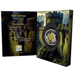 Niue: Camelot - Artù Pendragon 1 oncia d'argento 2023 Multimetal