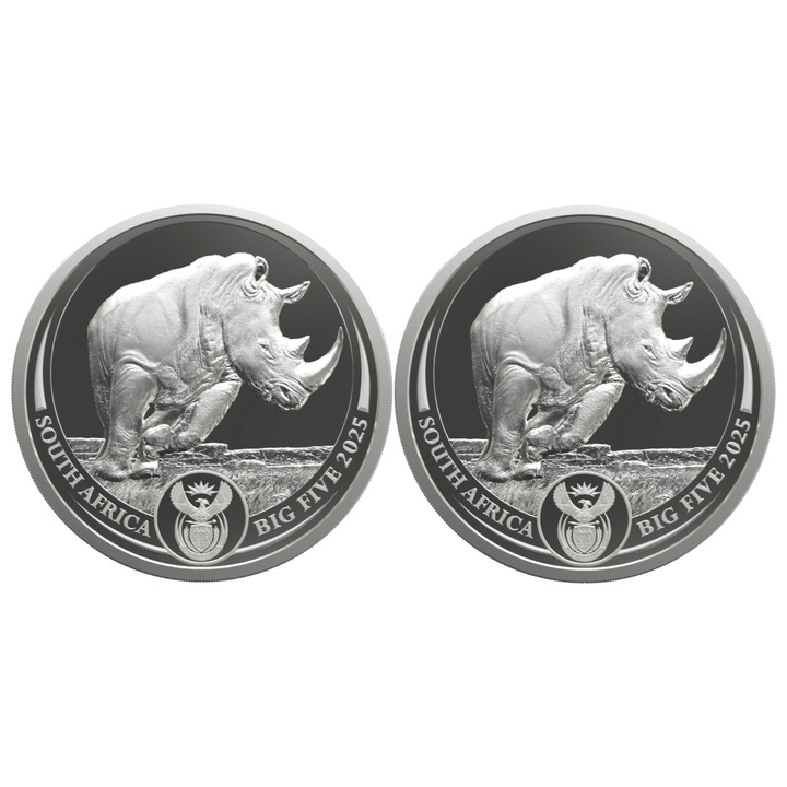 Big Five: Sada Rhino 2 x 1 unce Stříbra 2025 Proof Doublecap