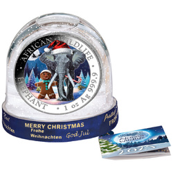 African Wildlife: Somalia Elephant colorized 1 oz Silver 2025 (Snow Globe)