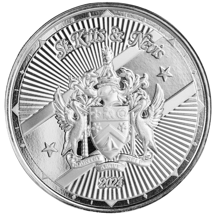 St. Kitts & Nevis: Coat of Arms 1 onza de Plata 2024 Prooflike