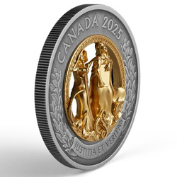 Alegorie spravedlnosti a pravdy pozlacená $50 Stříbro 2025 Antiqued Coin