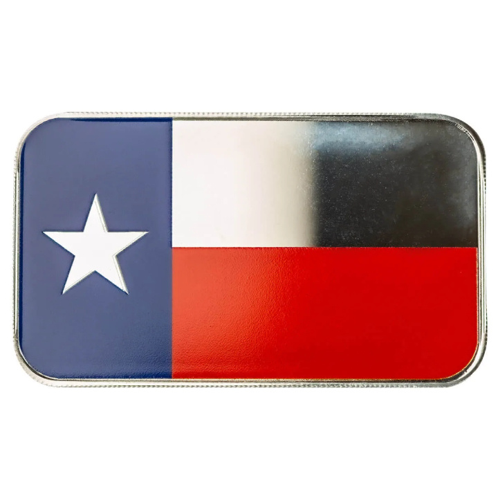 Scottsdale Mint Texas State Flag coloured 1 oz Silver Bar