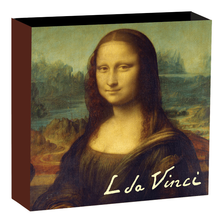 Niue: Leonardo da Vinci - Monna Lisa colorata, placcata in oro 1 oncia d'argento 2022 Proof