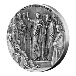 Niue: Biblical - Christ In The Synagogue 2 oz Silver 2020 Proof Antiqued Coin