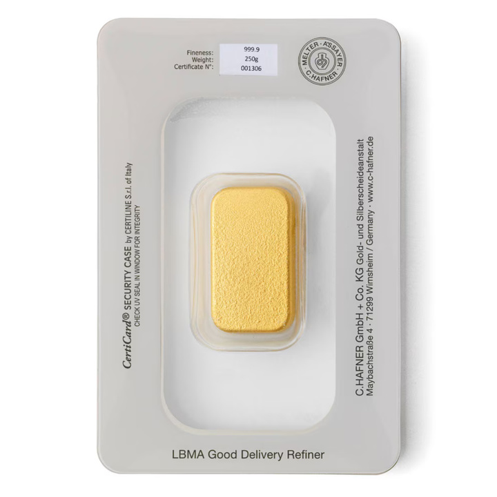Lingou de aur turnat 250 g C. Hafner