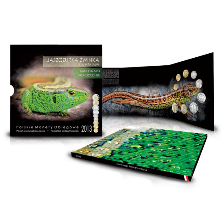 Pièces de monnaie polonaises en circulation « Lézard » - ensemble de pièces 1 gr - 5 zł 2013