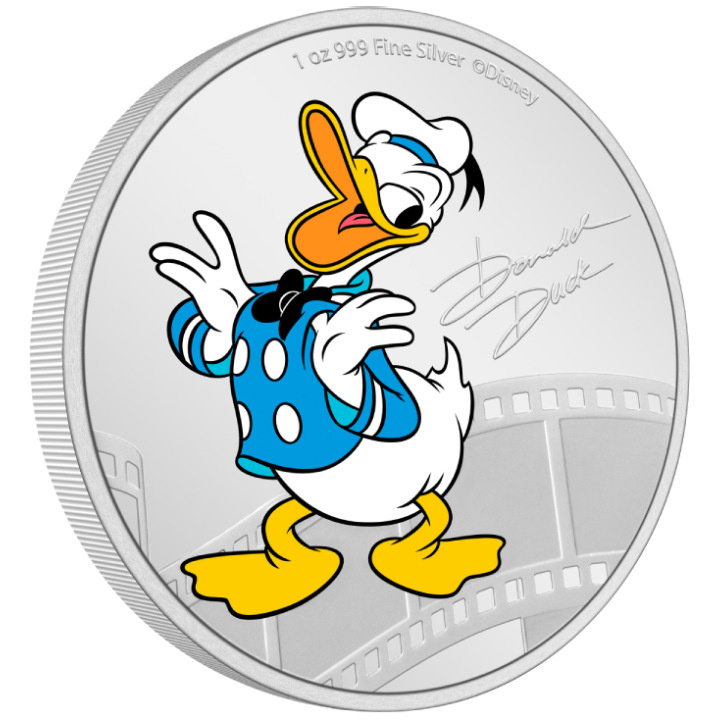 Niue: Disney Mickey & Friends - Paperino colorato 1 oncia d'argento 2023 Proof