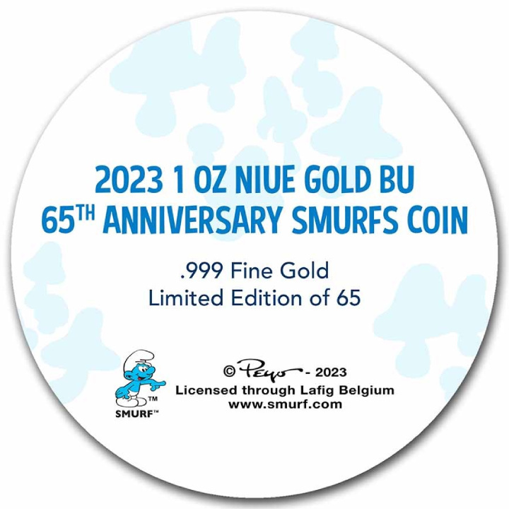 Niue: Smerfy - 65. rocznica 1 uncja Złota 2023