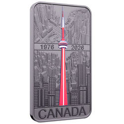 Lingou-monedă din argint Canada CN Tower a 50-a aniversare 20 $ argint 2026 Proof