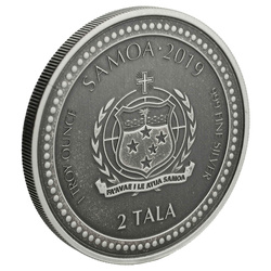 Samoa: Mořský koník 1 unce stříbra 2019 Antiqued Coin