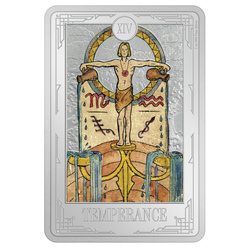 Niue: Tarocchi - Temperanza colorata 1 oncia d'argento 2023 Proof