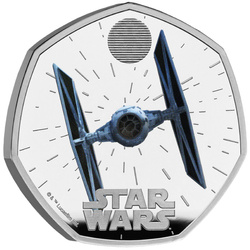 Star Wars : TIE Fighter coloré 50 pence en argent 2024 Proof