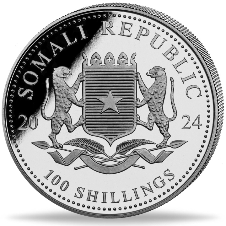 African Wildlife: Somalia Elephant 1 oz Silber 2024 Proof Ultra High Relief