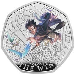 Harry Potter: Winged Keys colorata 50p argento 2024 Proof