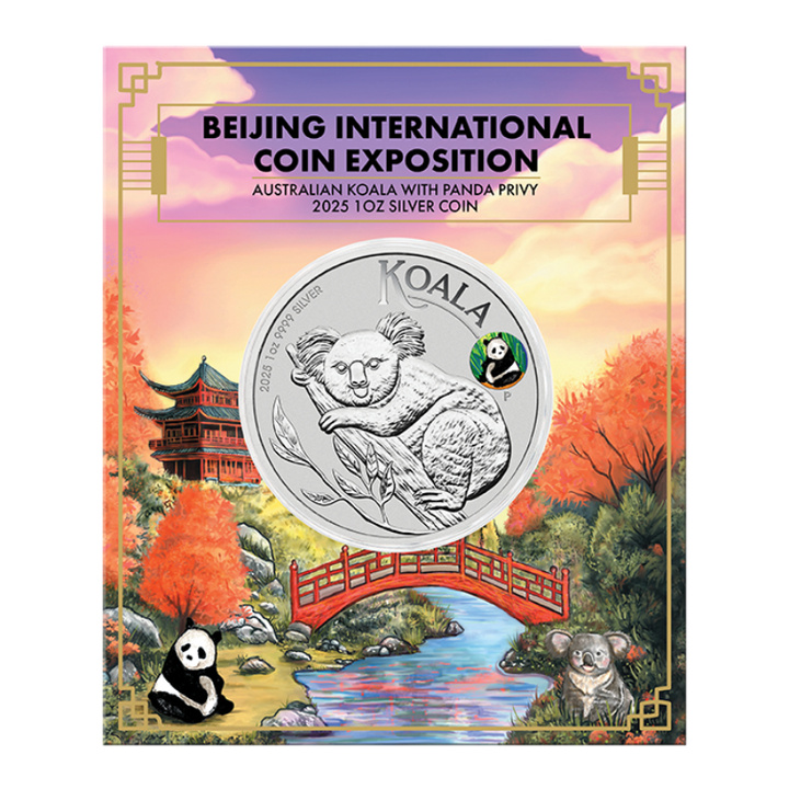 Koala 1 uncja Srebra 2025 Panda Privy Mark (Beijing International Coin Exposition) 