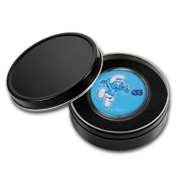 Niue: Smurfs - 65th Anniversary coloured 2 oz Silber 2023 Proof High Relief