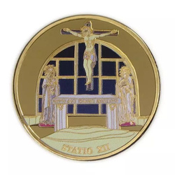 Set 14 monede Via Dolorosa colorată aurită Bronz 2016 Prooflike