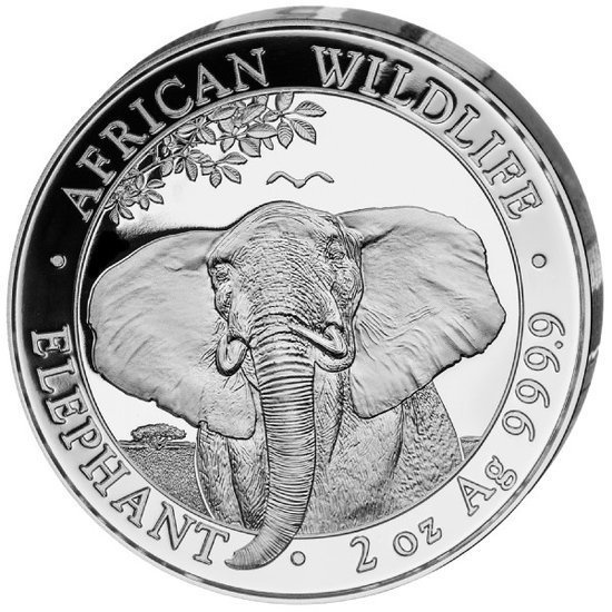 Vida salvaje africana: Elefante somalí 2 oz Plata 2021