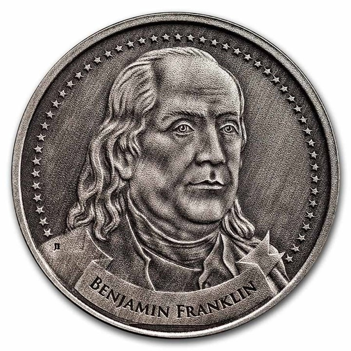 A szabadság alapítói: Benjamin Franklin - Szólásszabadság 1 uncia ezüst 2022 Antik érme