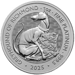 The Royal Tudor Beasts: The Greyhound of Richmond 1 uncja Platyny 2025