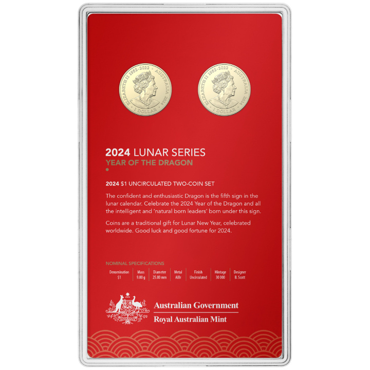 RAM: Set of 2 coins Lunar: Year of the Dragon 2024
