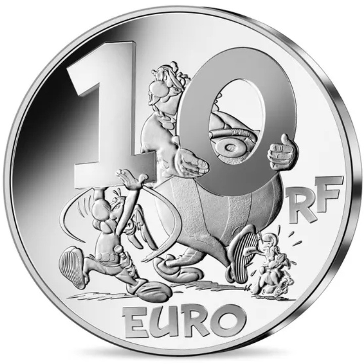 Francja: Asterix kolorowany 10 Euro Srebro 2022 Proof