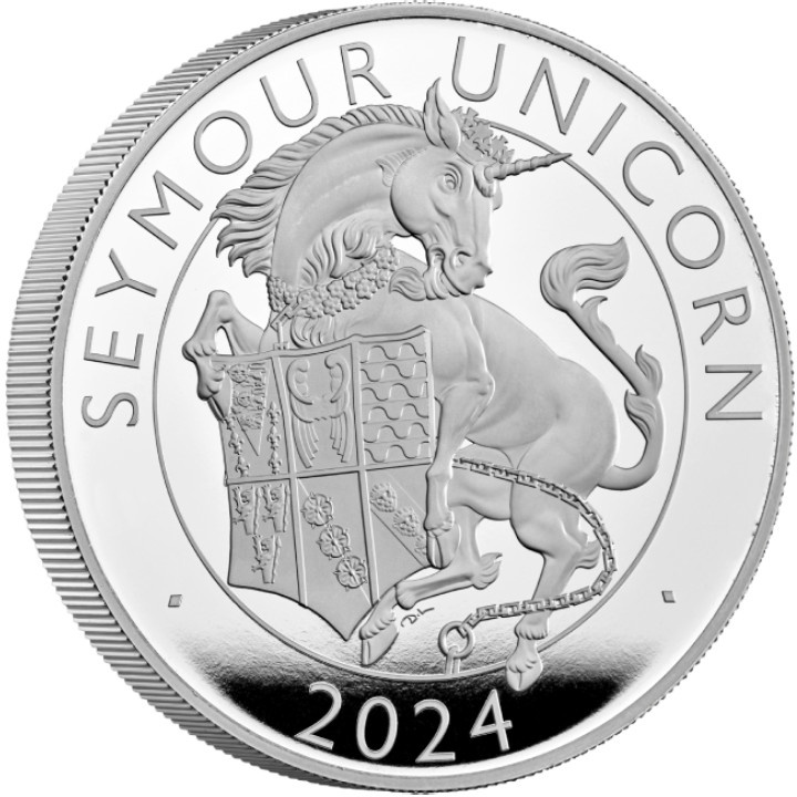 Le bestie reali dei Tudor: l'unicorno di Seymour 5 once d'argento 2024 Proof