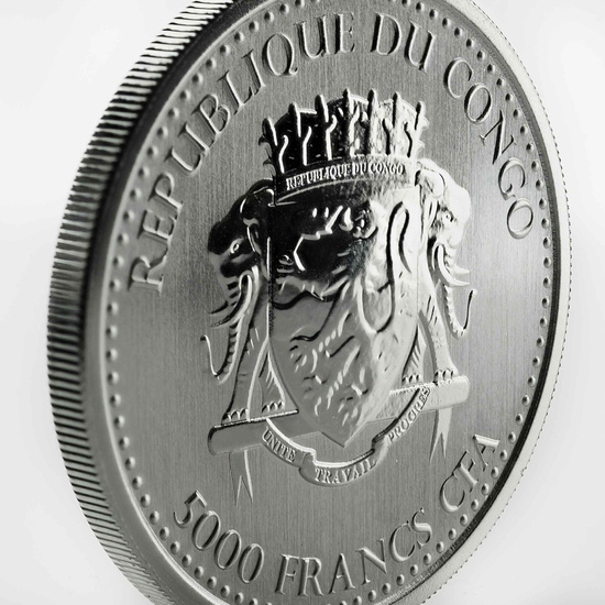 Congo: Gorila de espalda plateada 1 oz Plata 2019