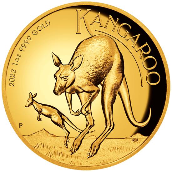Australský klokan 1 unce zlata 2022 Proof High Relief