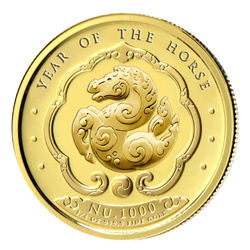 Bután: Año Lunar del Caballo coloreado 1/4 onza de oro 2026 Proof