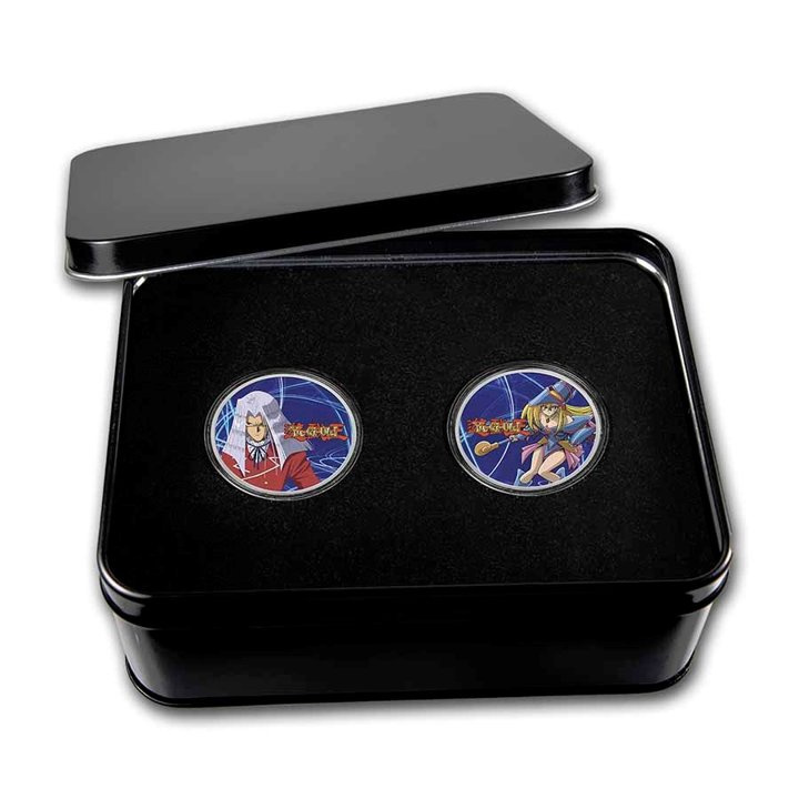 Conjunto de 2 monedas Niue: Yu-Gi-Oh! Maximillion Pegasus, Dark Magician Girl de color - 25º Aniversario 2 x 1 oz Plata 2022 Slab