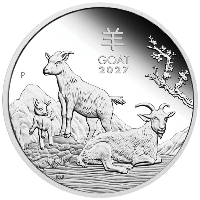Set of 3 Perth Mint: Lunar III - Year of the Goat Silver Coins 3.5 oz Silver 2027 Proof