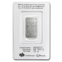 10 gram Bar Silver PAMP Maple Leafs